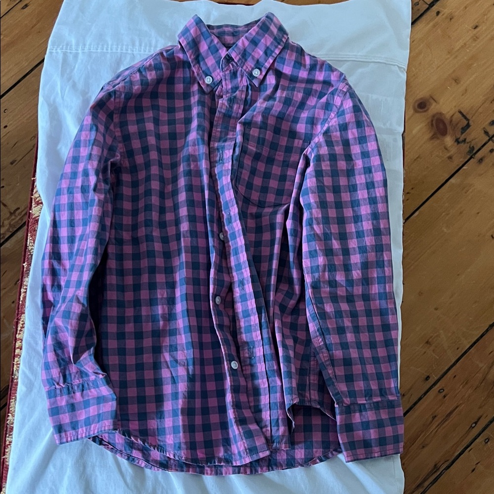 Crewcuts Pink and Navy Check Button-Down Shirt